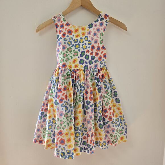 Mini Boden Dress Girls Size 7-8 Criss-Cross Back Colorful Animal Foral Lined - Picture 1 of 12